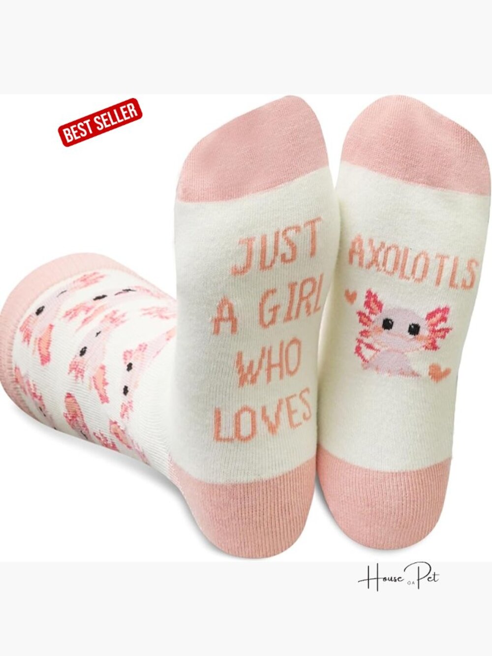 Fun Novelty Crew Socks - Just a Girl who Loves Axolotl